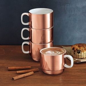 Set of 4 rose gold coffee cups